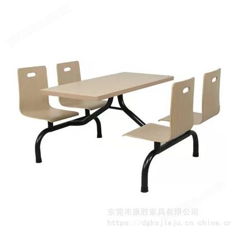 员工餐桌椅肯德基常用四人连体快餐桌椅靠背式椅