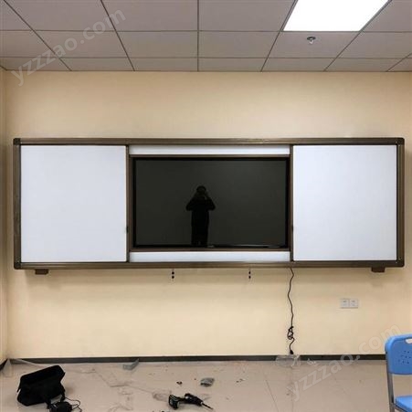 郑州教学推拉绿板 学校教室用镶嵌一体机推拉绿板黑板现货供应