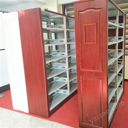 加厚钢制书架 承重力强六层图书架 单双面阅览室钢木书架生产厂家
