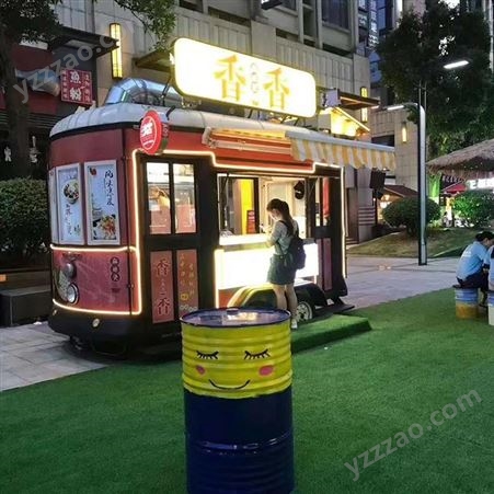 信晟达定制卡通巴士餐车 商场餐厅吧台 可移动餐车影楼道具