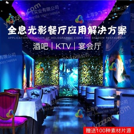 南京争飞全息3D全息音乐餐厅 全景KTV 沉浸式投影 5D光影投影餐厅方案赠送素材