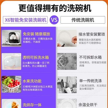 Joyoung/九阳 X6免安装洗碗机家用全自动迷你小型台式智能刷碗机