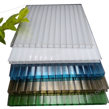 供应PC阳光板 透明采光中空板 透明湖蓝色卡布隆PC阳光板 佛山阳光板厂家