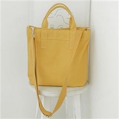 韩版新品纯色水桶包文艺简约大容量单肩帆布包手提斜跨布包可定制