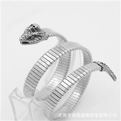个性化弹簧手镯来样定制 304不锈钢手环仿蛇造型 钛钢饰品加工