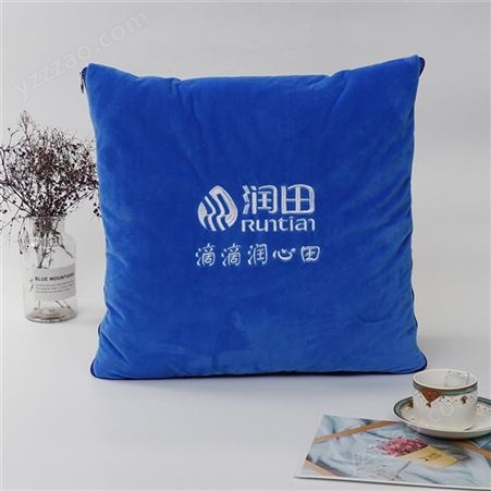 深蓝色抱枕被单色定做logo 广告宣传礼品抱枕沙发靠垫