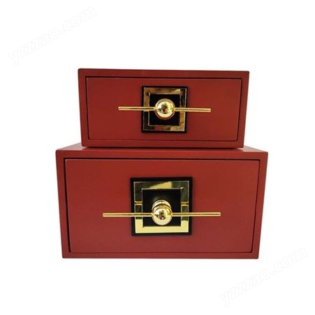 新中式简约首饰盒工艺品烤漆收纳盒桌面抽屉储物盒软装样板间摆件
