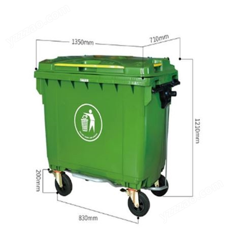 广西南宁660L户外垃圾车批发  长筒塑料垃圾桶厂家