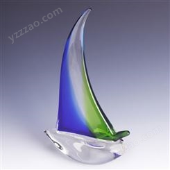 蓝帆水晶奖杯 翠绿琉璃奖杯 钻石切割技术 精致做工 奖杯定制