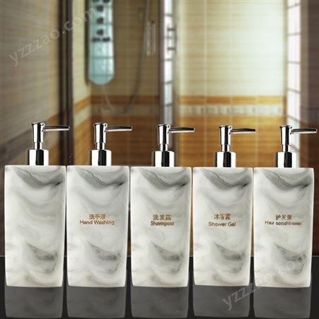 酒店客房用品KTV卫生间洗手台树脂润肤露洗手液瓶方形大容量800ml