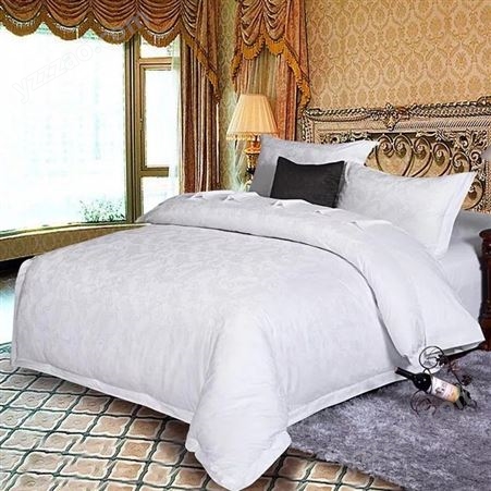 酒店布草四件套纯棉床单被罩民宿宾馆四件套床上用品提花定制