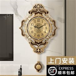 欧式轻奢纯铜挂钟客厅家用高档时尚钟表豪华大气时钟餐厅装饰挂表
