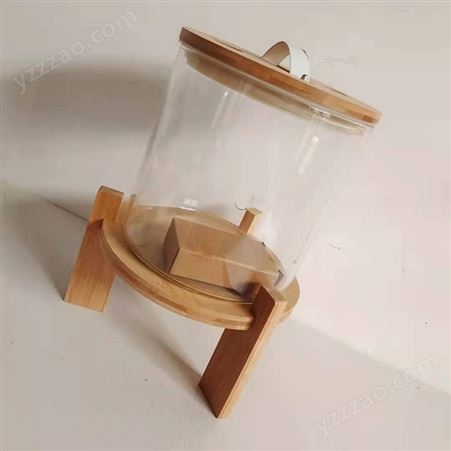 帮诚 圆形玻璃密封罐 相思木盖玻璃茶叶储存罐批发