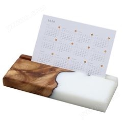 太行崖柏木铂晶树脂名片座木质桌面收纳盒实木创意展会卡片架个性树脂便签座