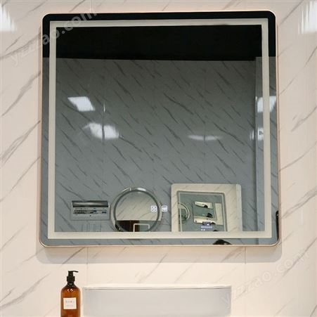 卫生间镜子LED铝合金边框方形化妆镜壁挂卫浴防雾智能浴室镜带灯