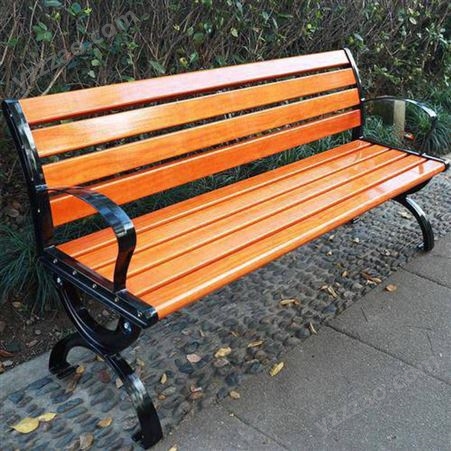 昆明公园椅材质-铸铝脚塑木条公园椅 铸铁脚实木公园椅
