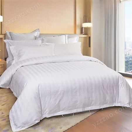 宾馆四件套布草白色床单被套 床上用品酒店民宿纯棉床品 可定制