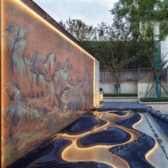 定制小区装饰墙画宣传文化浮雕陶瓷壁画瓷板山水风景画